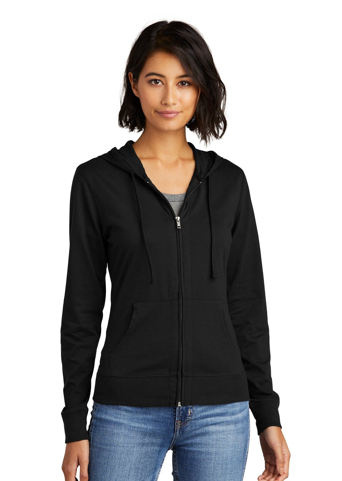 District ® Women’s Fitted Jersey Full-Zip Hoodie  DT2100