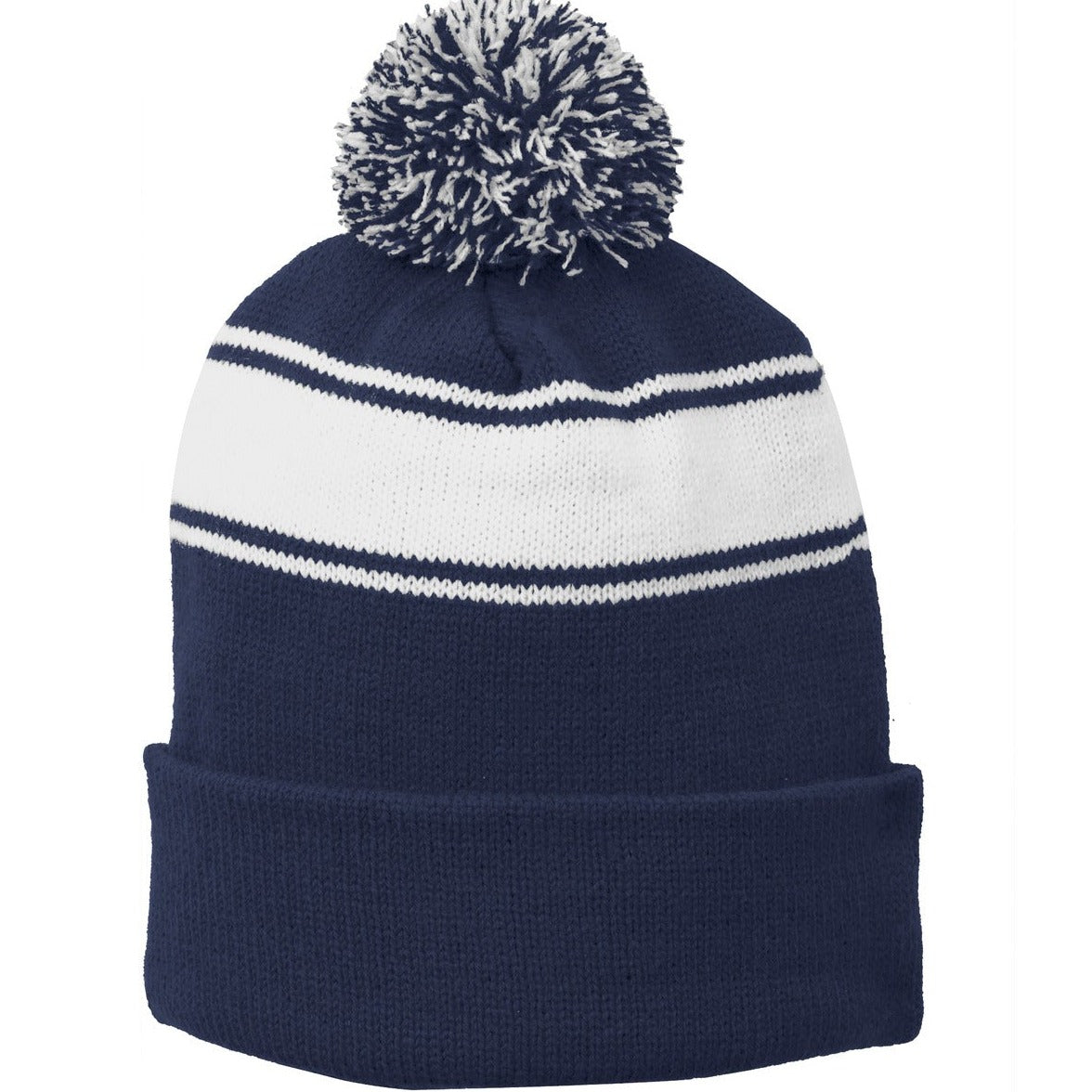 Sport-Tek® Stripe Pom Pom Beanie