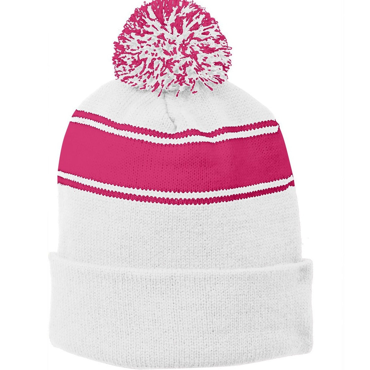 Sport-Tek® Stripe Pom Pom Beanie